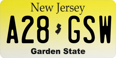 NJ license plate A28GSW