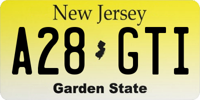 NJ license plate A28GTI