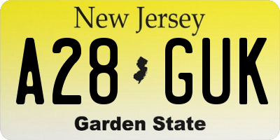 NJ license plate A28GUK