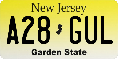 NJ license plate A28GUL