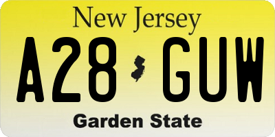 NJ license plate A28GUW