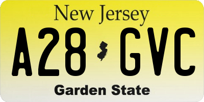 NJ license plate A28GVC