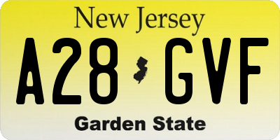 NJ license plate A28GVF