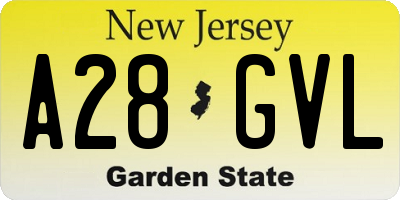 NJ license plate A28GVL