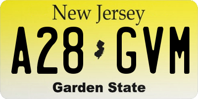NJ license plate A28GVM