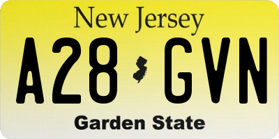 NJ license plate A28GVN