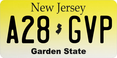 NJ license plate A28GVP