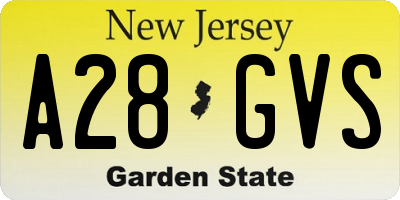 NJ license plate A28GVS