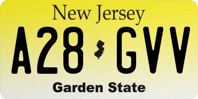NJ license plate A28GVV