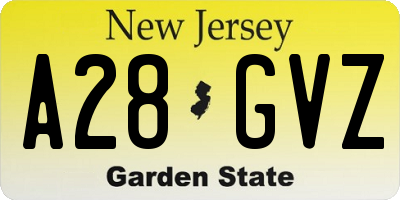 NJ license plate A28GVZ