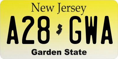 NJ license plate A28GWA
