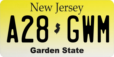 NJ license plate A28GWM