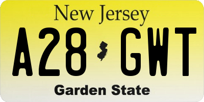 NJ license plate A28GWT