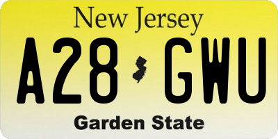 NJ license plate A28GWU