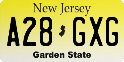 NJ license plate A28GXG