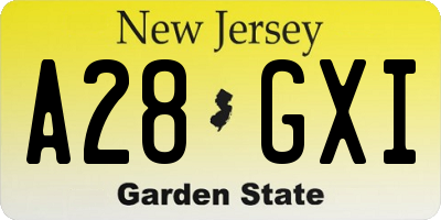 NJ license plate A28GXI