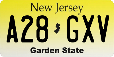 NJ license plate A28GXV
