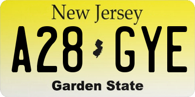 NJ license plate A28GYE