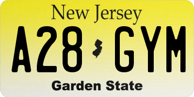 NJ license plate A28GYM
