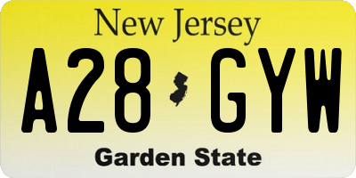 NJ license plate A28GYW