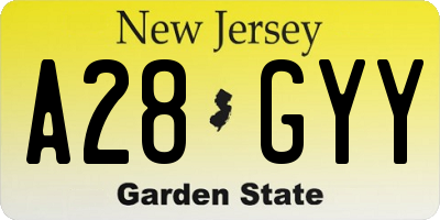 NJ license plate A28GYY
