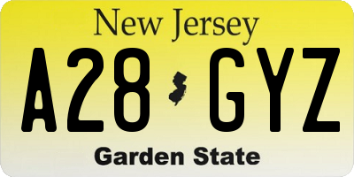 NJ license plate A28GYZ