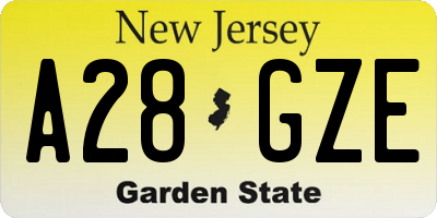 NJ license plate A28GZE