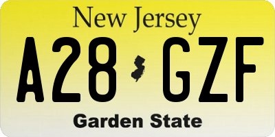 NJ license plate A28GZF