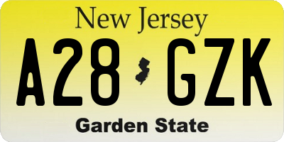 NJ license plate A28GZK