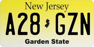 NJ license plate A28GZN