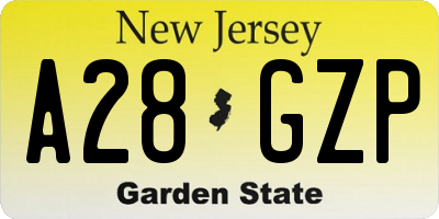 NJ license plate A28GZP