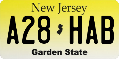 NJ license plate A28HAB