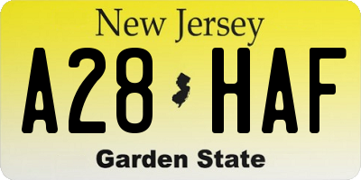 NJ license plate A28HAF