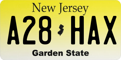 NJ license plate A28HAX