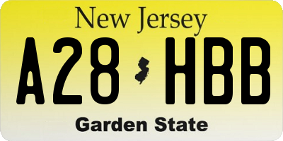 NJ license plate A28HBB