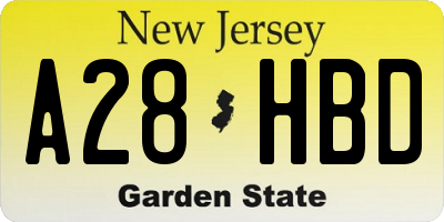 NJ license plate A28HBD