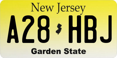 NJ license plate A28HBJ