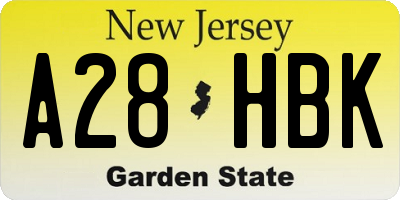NJ license plate A28HBK