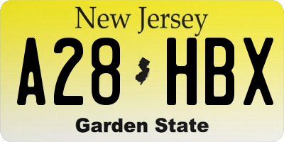 NJ license plate A28HBX