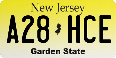 NJ license plate A28HCE