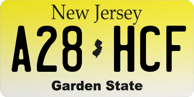 NJ license plate A28HCF