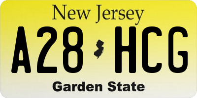 NJ license plate A28HCG
