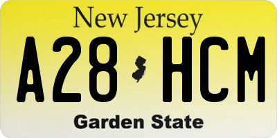 NJ license plate A28HCM