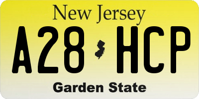 NJ license plate A28HCP