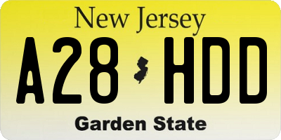 NJ license plate A28HDD