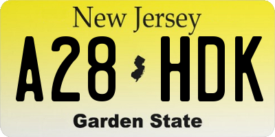 NJ license plate A28HDK
