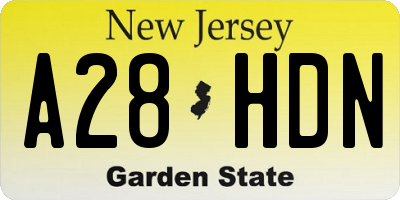 NJ license plate A28HDN