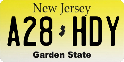 NJ license plate A28HDY