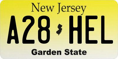 NJ license plate A28HEL