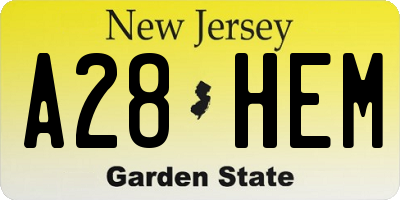 NJ license plate A28HEM